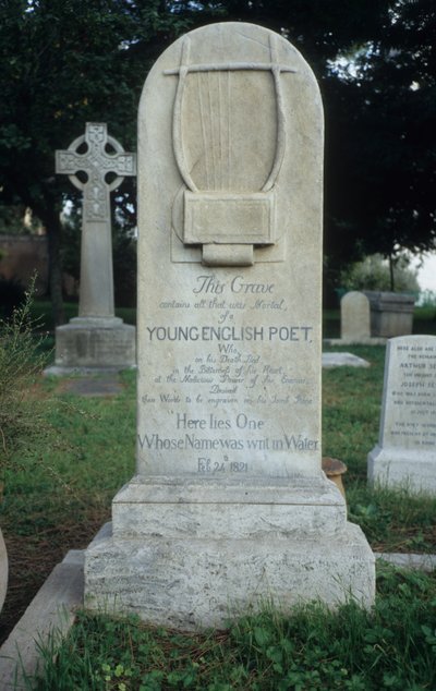 Gravestone Erected for Keats in the Protestant Cemetery, Rome, Dated February 24th 1821 by Joseph Severn